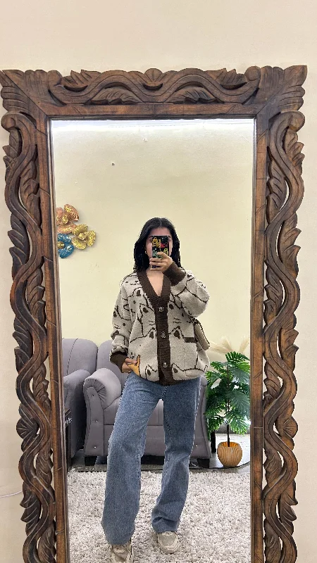 Thrifted cat cardigan XL