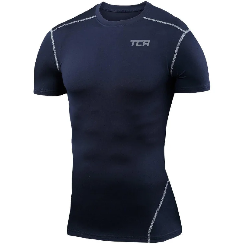 TCA Pro Performance Compression Junior Short Sleeve Thermal Running Top - Blue