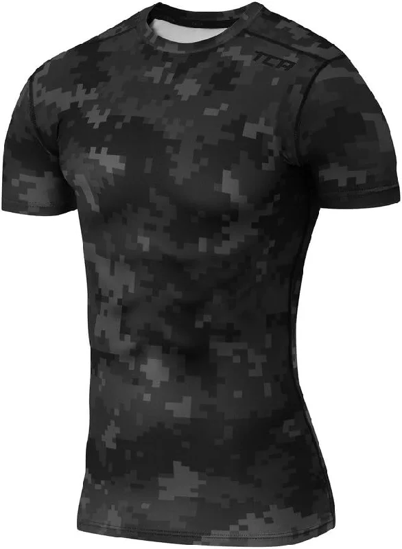 TCA Pro Performance Camo Short Sleeve Mens Compression Top - Black