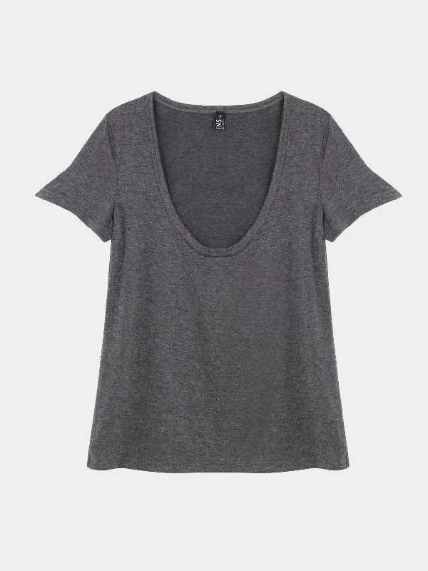 Custom Scoop Neck Grey T-Shirts