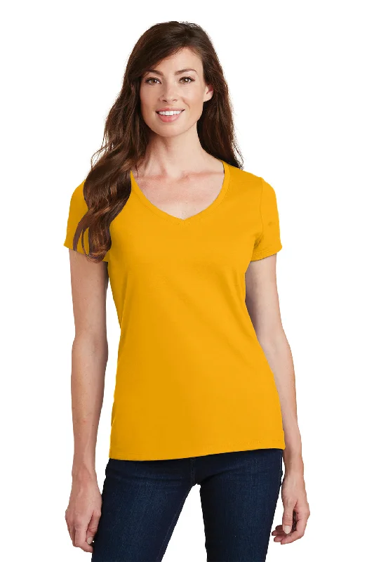 Port & Company Womens Fan Favorite Short Sleeve V-Neck T-Shirt - Bright Gold