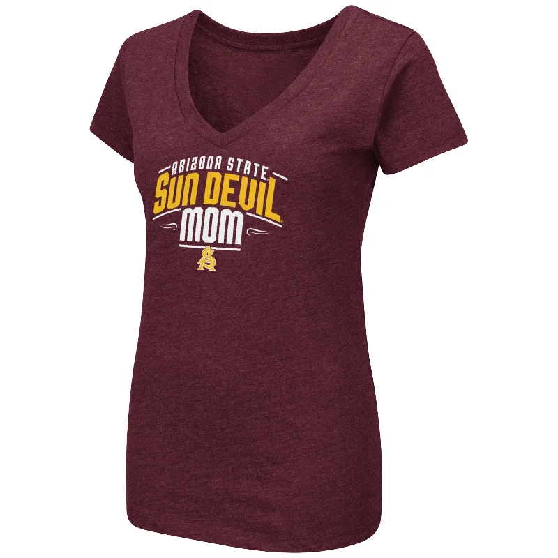 ASU Mom V-neck Tee MRN