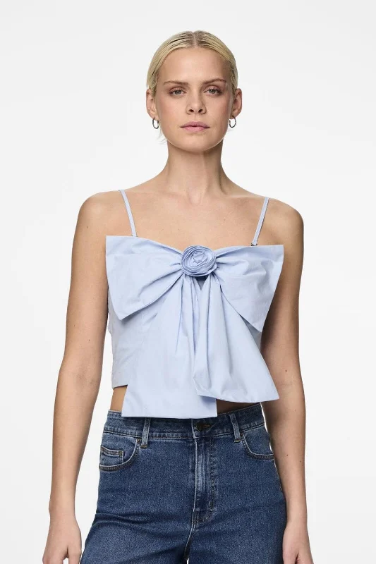 Pieces - Pcsofia Strap Bow Crop Top - 4666330 Nantucket Breeze