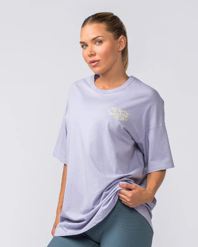 Womens Palmy Days Oversized Tee - Pale Purple