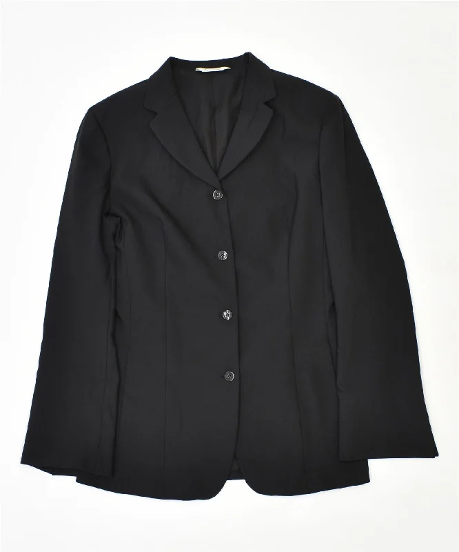 ORIGINE Womens 4 Button Blazer Jacket IT 46 Large Black Polyester Vintage