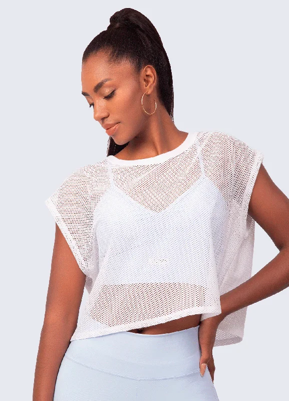 T-SHIRT CROP RENDA-WHITE