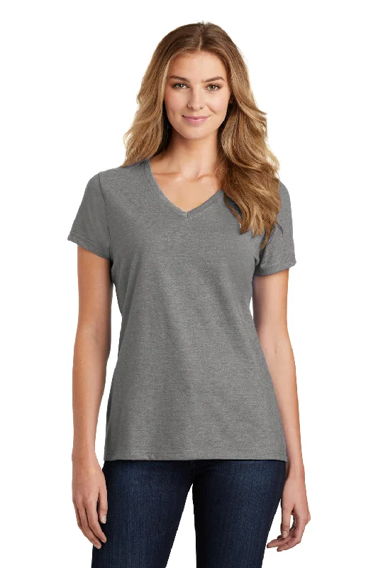 Port & Company Womens Fan Favorite Short Sleeve V-Neck T-Shirt - Heather Graphite Grey