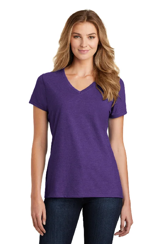 Port & Company Womens Fan Favorite Short Sleeve V-Neck T-Shirt - Heather Team Purple