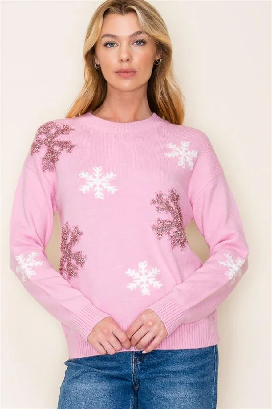 I Wish All Snowflakes Were Pink Pullover Sweater