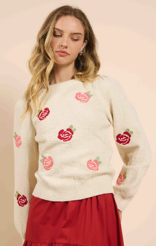 Smell The Roses Embroidered Sweater