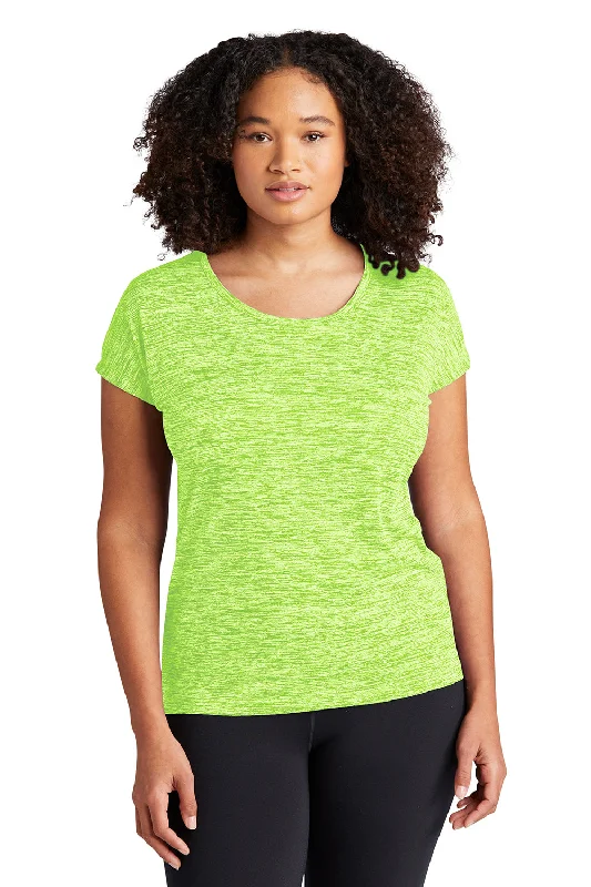 Sport-Tek Womens Electric Heather Moisture Wicking Short Sleeve Crewneck T-Shirt - Lime Shock Green Electric - Closeout