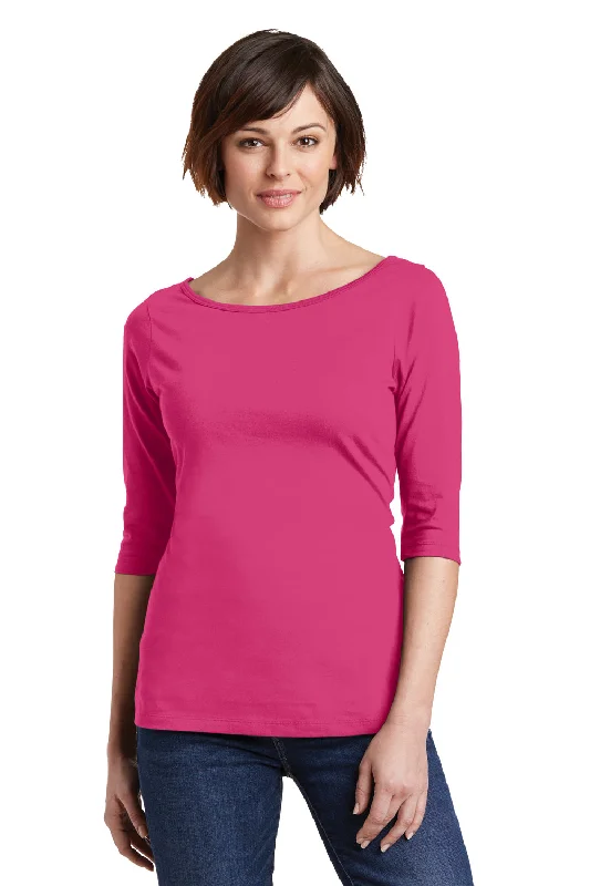 District Womens Perfect Weight 3/4 Sleeve T-Shirt - Dark Fuchsia Pink - Closeout