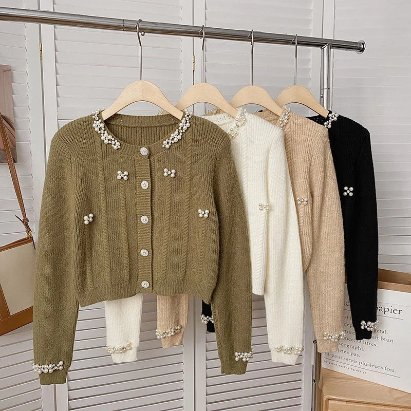 Cropped Pearl Cardigan