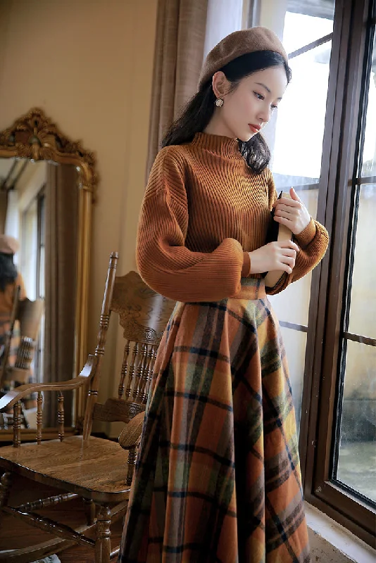 Pumpkin Spice Sweater & Skirt Set (Orange)