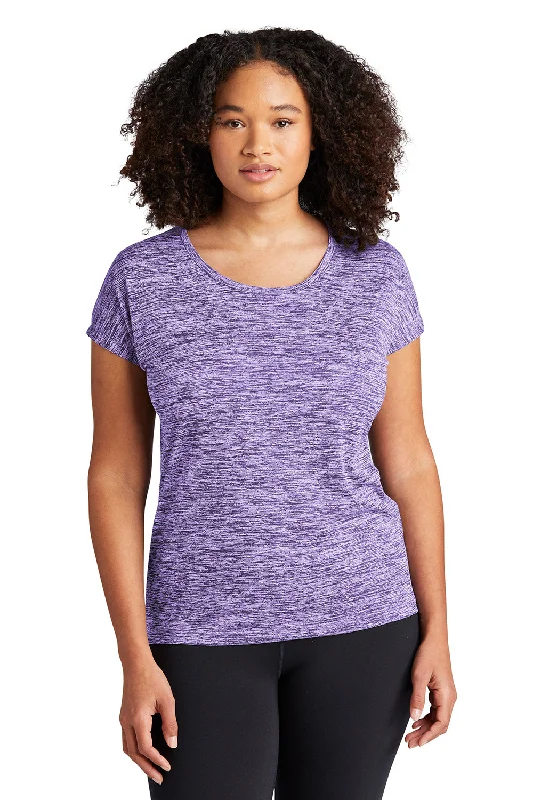 Sport-Tek Womens Electric Heather Moisture Wicking Short Sleeve Crewneck T-Shirt - Purple Electric - Closeout