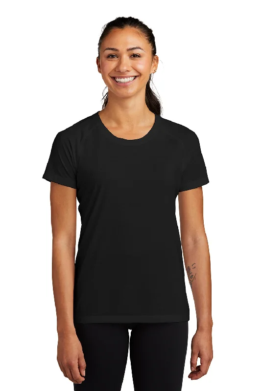 Sport-Tek Womens Moisture Wicking Short Sleeve Scoop Neck T-Shirt - Black