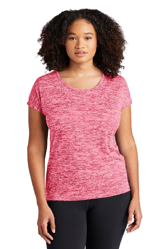 Sport-Tek Womens Electric Heather Moisture Wicking Short Sleeve Crewneck T-Shirt - Power Pink Electric - Closeout