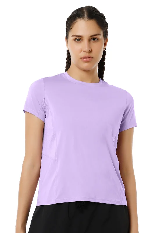 Flaunt Short Sleeve Round Neck Workout T-Shirt - Digital Lavender