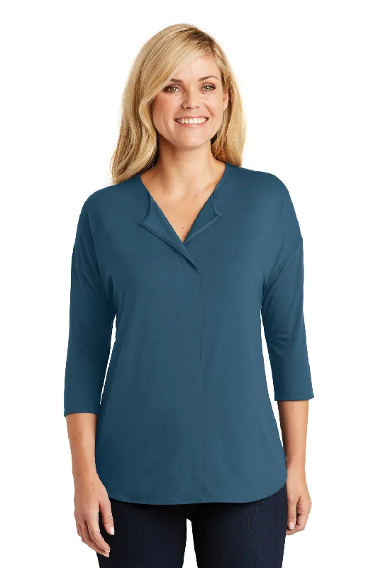 Port Authority Womens Concept Jersey 3/4 Sleeve V-Neck T-Shirt - Dusty Blue - Closeout