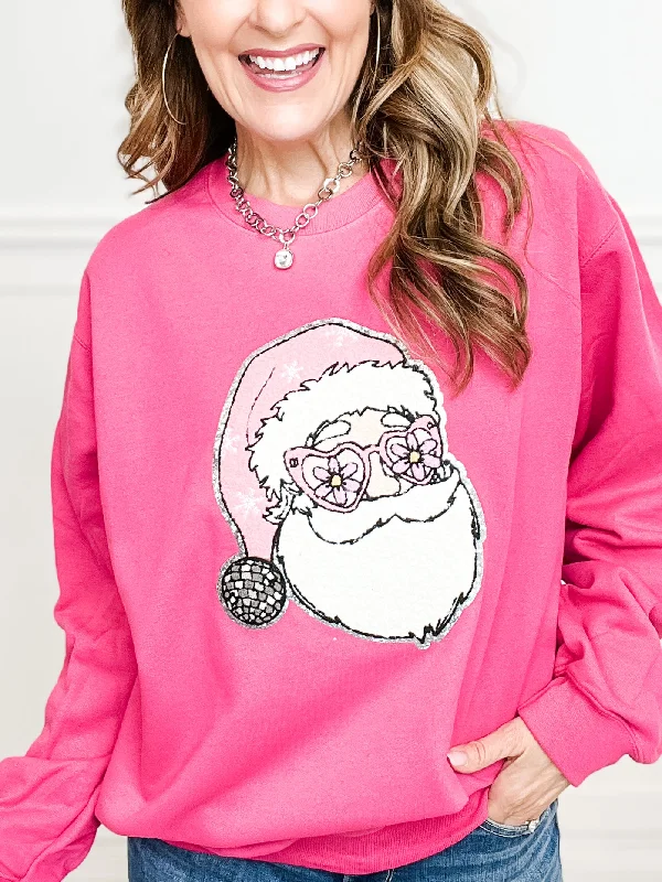 Disco Groovy Santa Chenille Sweatshirt Top