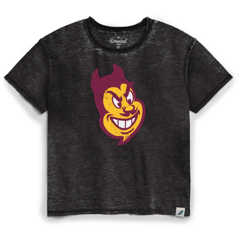 ASU SparkyFace Ladies Tee BLK