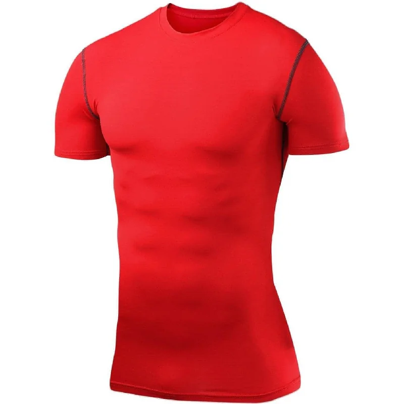 TCA PowerLayer Compression Junior Short Sleeve Running Top - Red