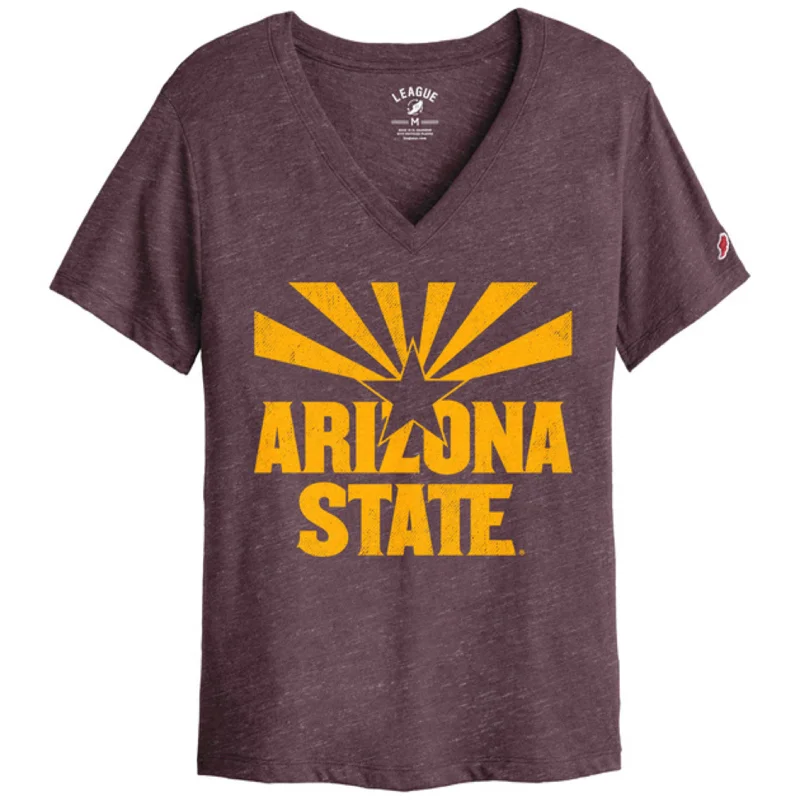 ASU Ladies State Flag V-neck Tee MRN