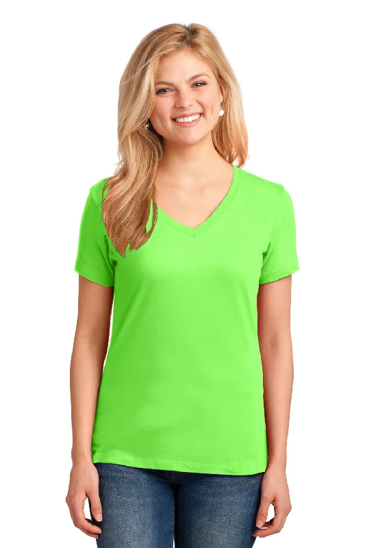 Port & Company Womens Core Short Sleeve V-Neck T-Shirt - Neon Green