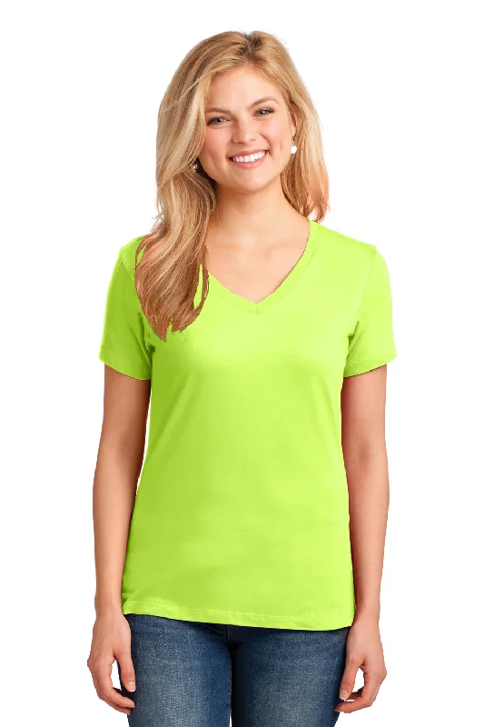 Port & Company Womens Core Short Sleeve V-Neck T-Shirt - Neon Yellow - Closeout