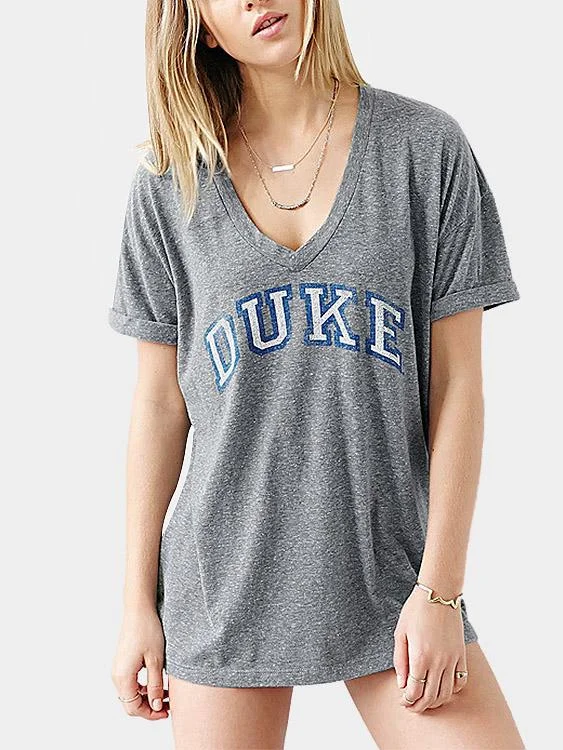 Wholesale Round Neck Letter Short Sleeve Grey Tee