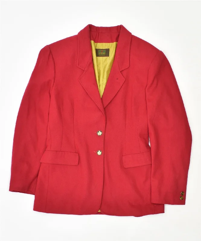 POP 84 Womens 2 Button Blazer Jacket UK 14 Medium Red Wool