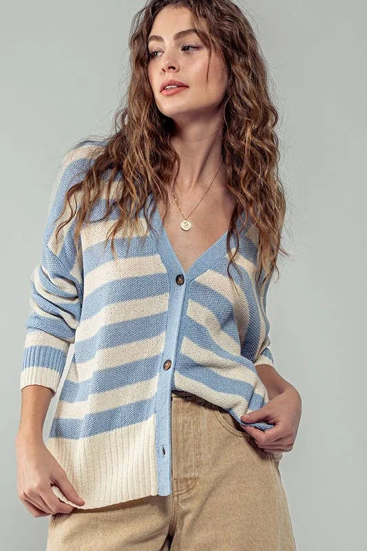 Cozy and Free Striped Cardigan