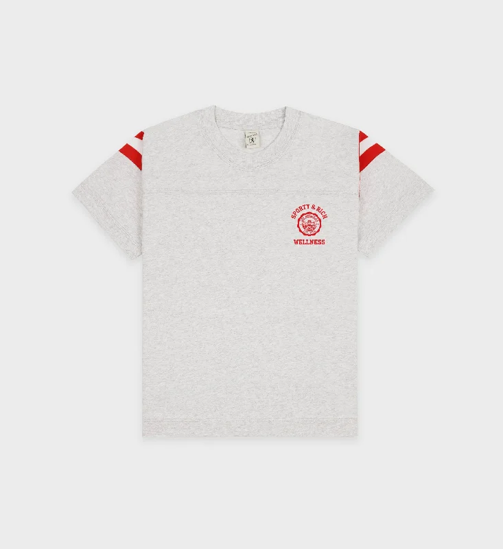 Emblem Rugby Tee - Heather Gray/Sports Red