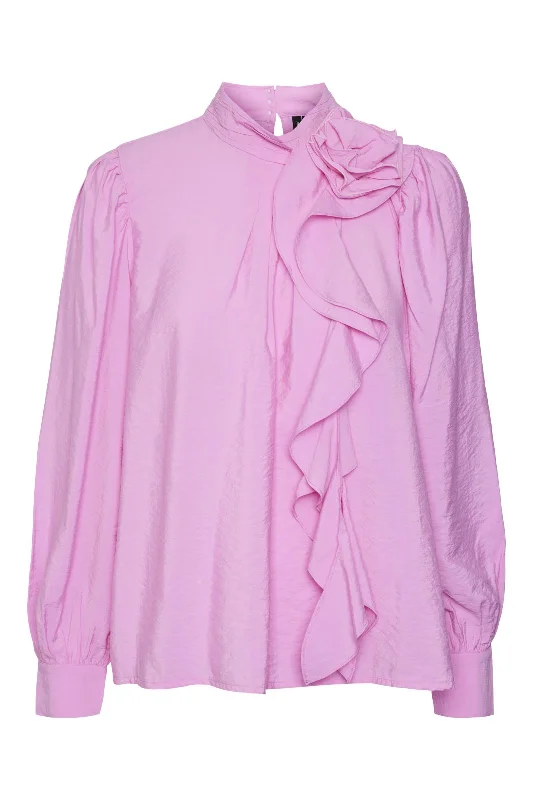 Vero Moda - Vmbailey Ls Frill Top - 4578979 Fuchsia Pink