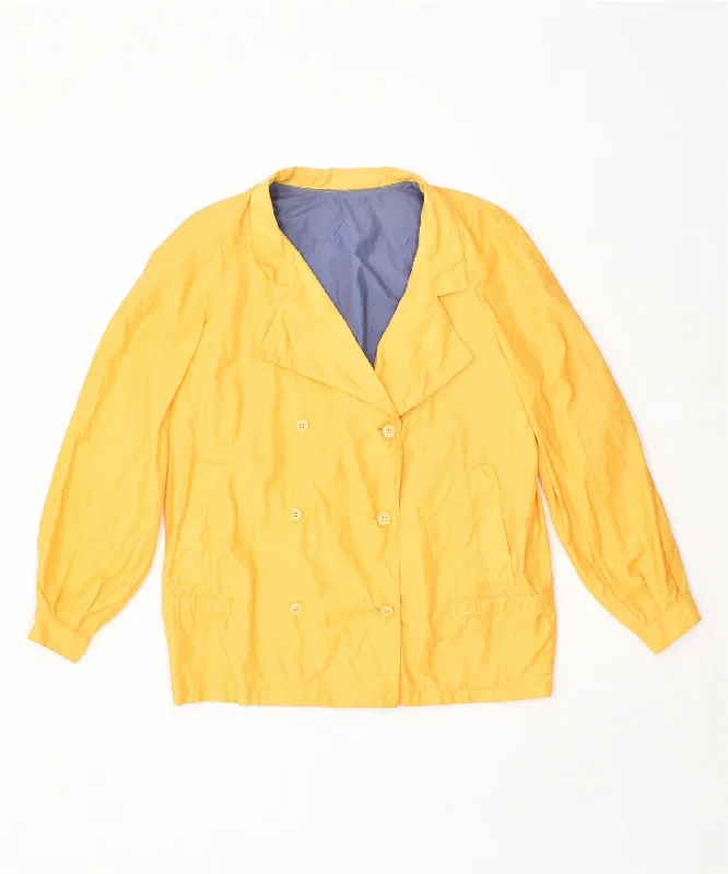 VINTAGE Womens Double Breasted Overcoat UK 16 Large Yellow