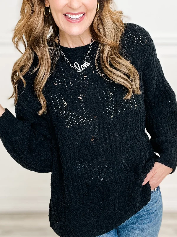 Long Bubble Sleeve Knit Sweater