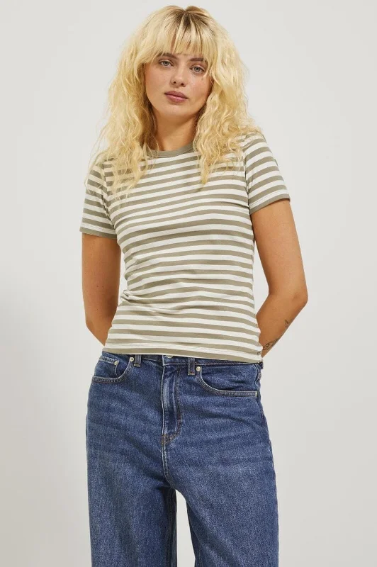 Jjxx - Jxgigi Str Ss Stripe Tee Sn - 4389661 Aloe Seedpearl