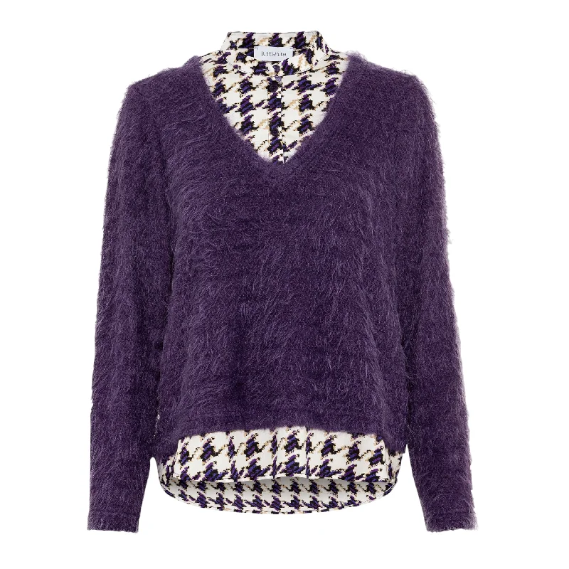 Just White Violet Harmony Two-in-One Sweater Dark Violet