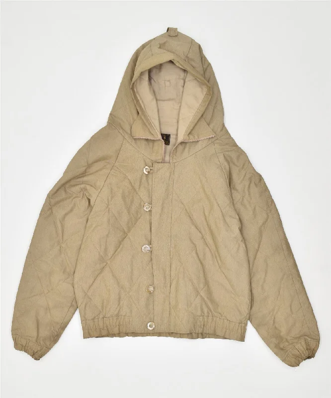 TRUSSARDI Womens Hooded Quilted Jacket UK 18 XL Beige