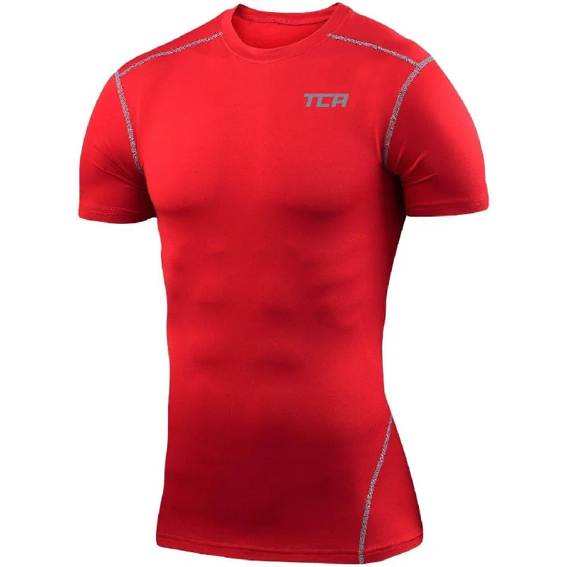 TCA Pro Performance Short Sleeve Mens Compression Top - Red