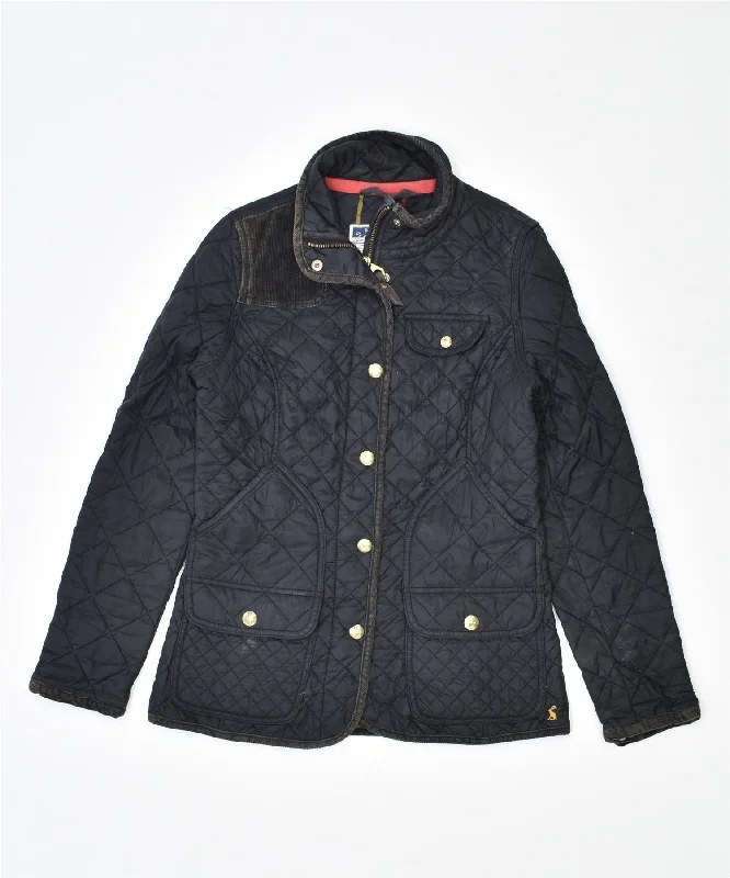 JOULES Womens Quilted Jacket UK 10 Small Black Polyamide