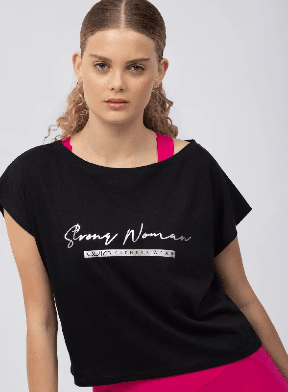 T-SHIRT STRONG WOMAN-BLACK