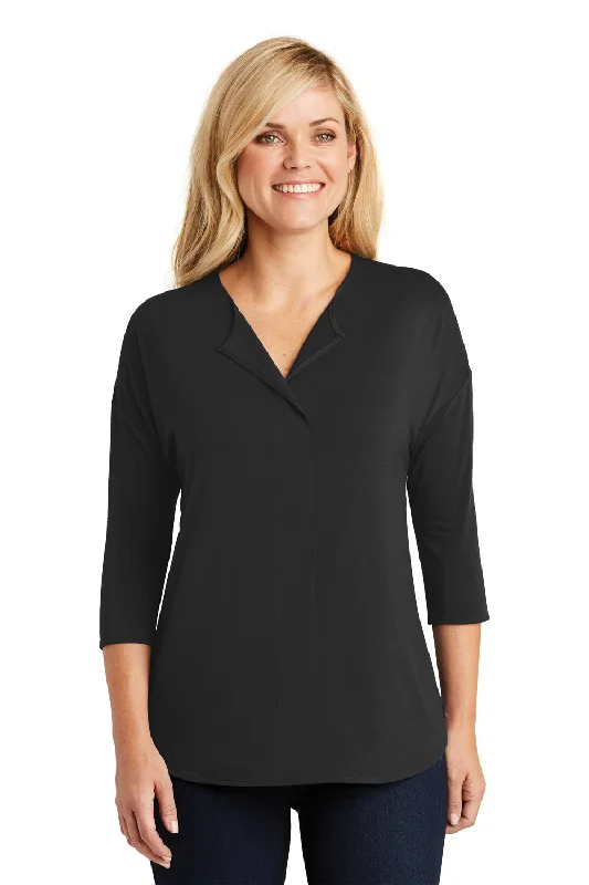 Port Authority Womens Concept Jersey 3/4 Sleeve V-Neck T-Shirt - Black - Closeout