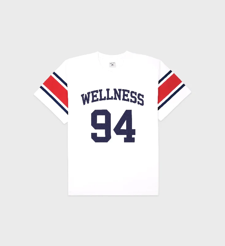 Wellness 94 Rugby Tee - White/Ruby/Navy