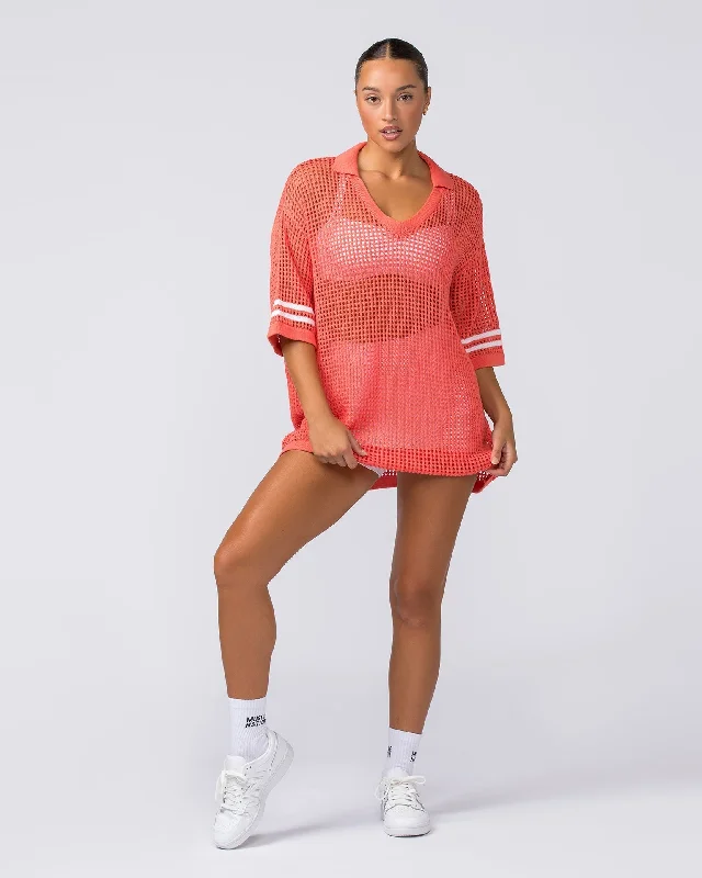 Oversized Knit Jersey - Coral