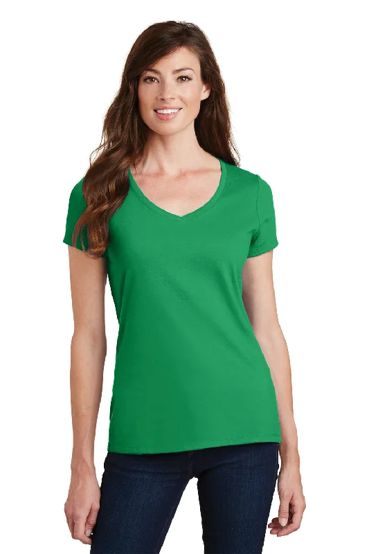 Port & Company Womens Fan Favorite Short Sleeve V-Neck T-Shirt - Athletic Kelly Green - Closeout