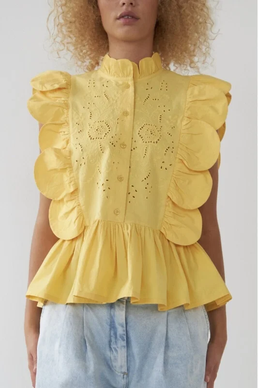 Stella Nova - Embroidery Anglaise Top - 115 Sweet Yellow