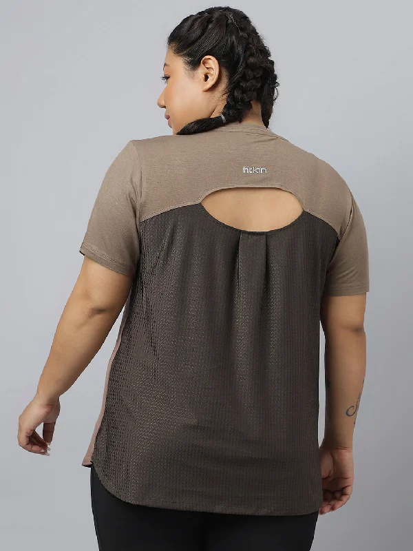 Fitkin Plus Size Super Soft Ecofriendly Modal Mocha Short Sleeve Tshirt