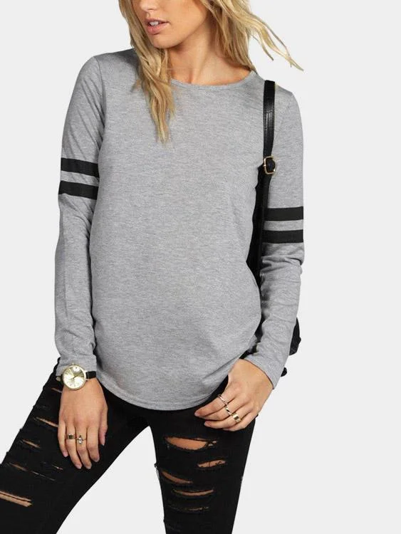 Custom Round Neck Long Sleeve Grey Tees