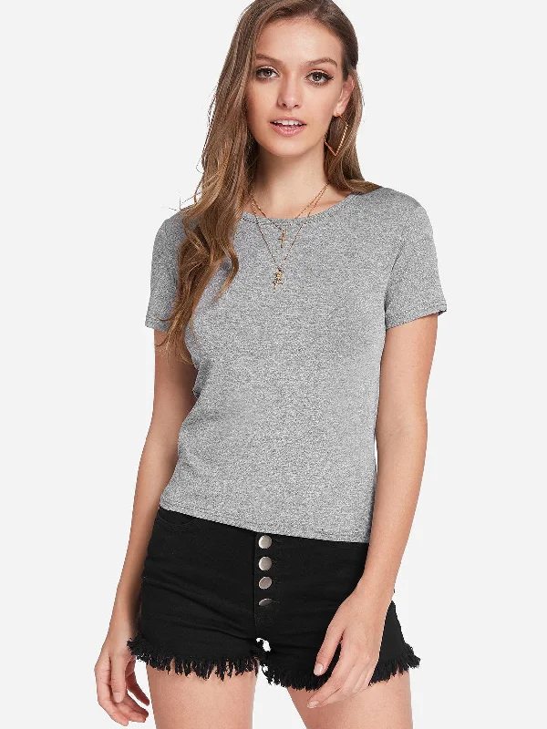 Wholesale Round Neck Plain Short Sleeve Grey T-Shirts